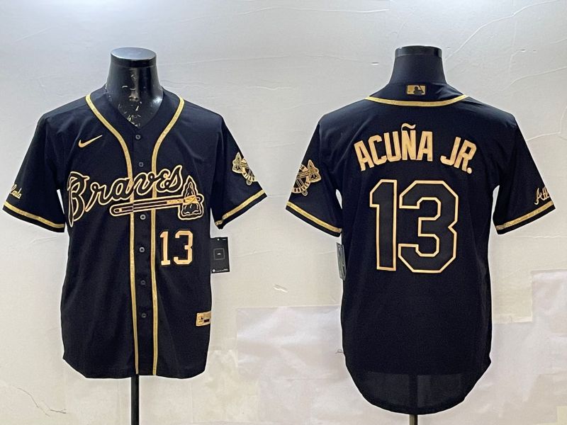 Men Atlanta Braves #13 Acuna jr Black Game 2025 Nike MLB Jersey style 5